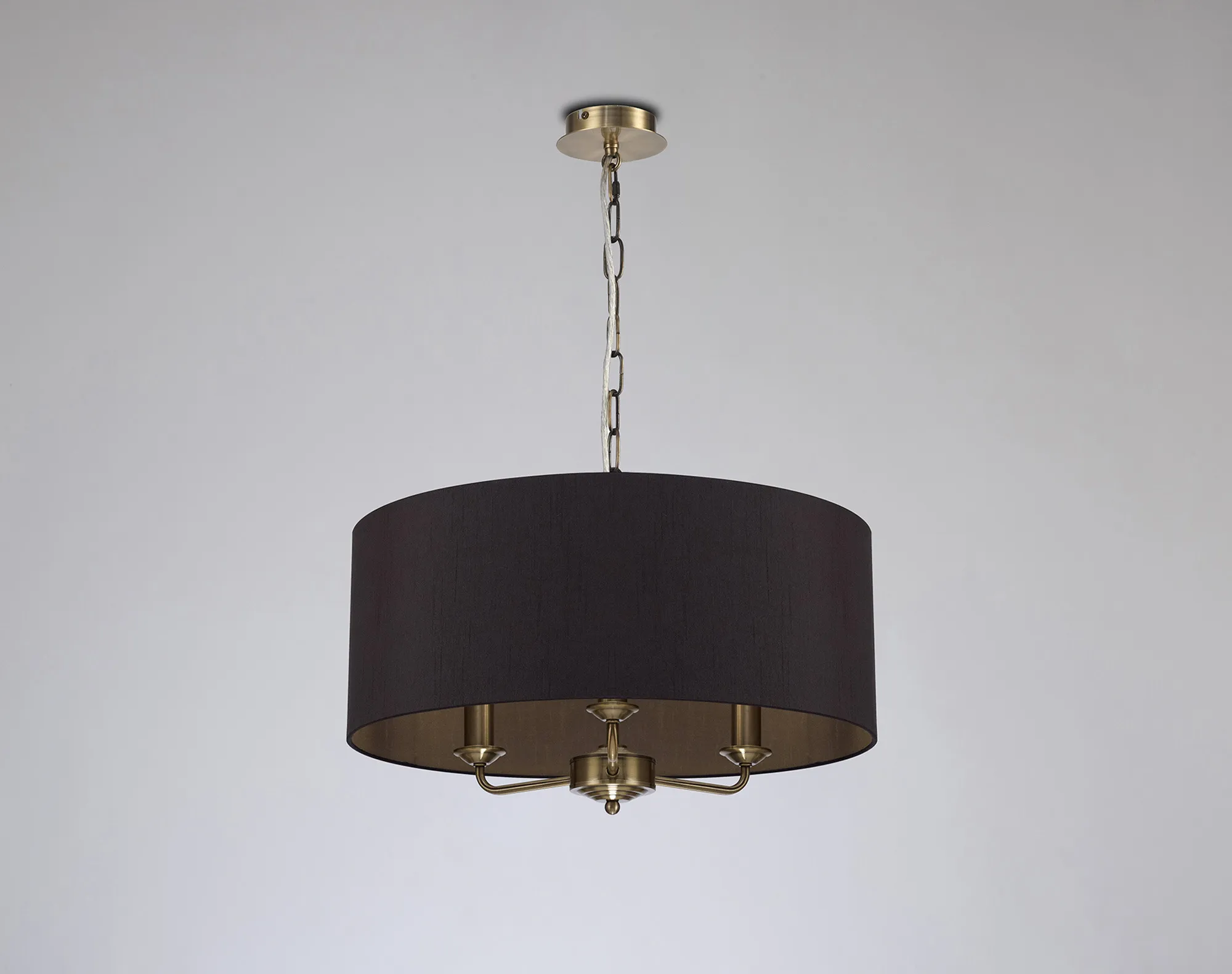 Banyan 50cm 3 Light Pendant Antique Brass, Midnight Black/Green Olive DK0046  Deco Banyan AB BL